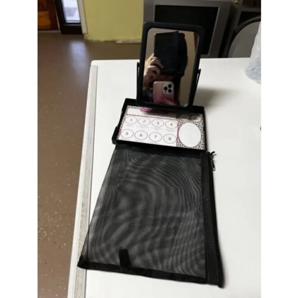 New‎ Mary Kay Black Foldable Travel Mirror Stand Zippered Bag Consultant